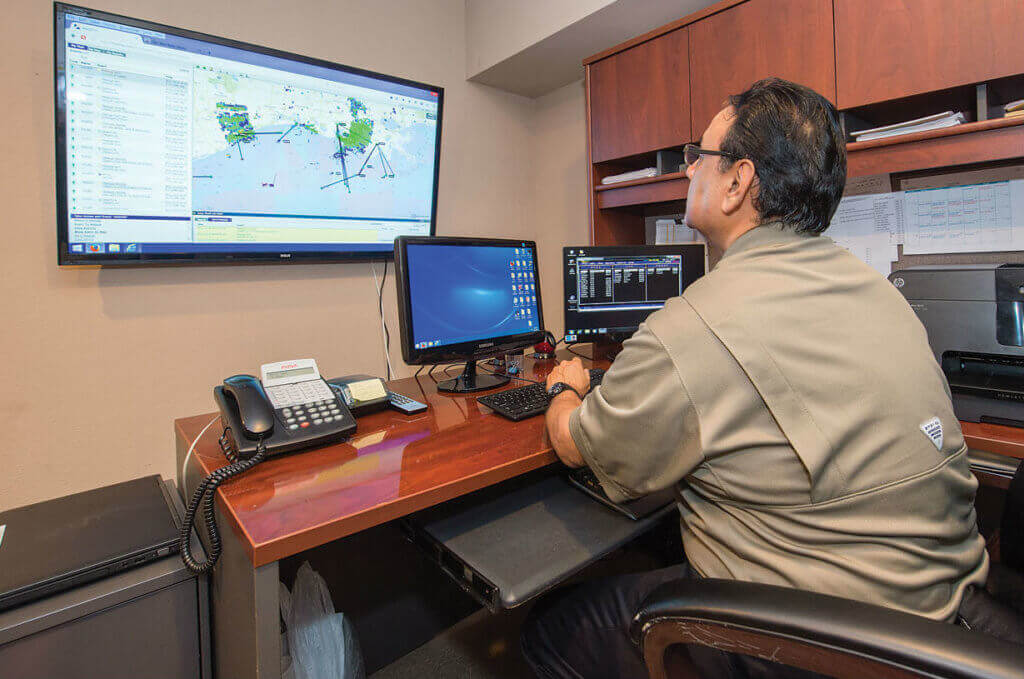 Ben Campos monitors each aircraft's flight and communications using Outerlink and Sky Connect.