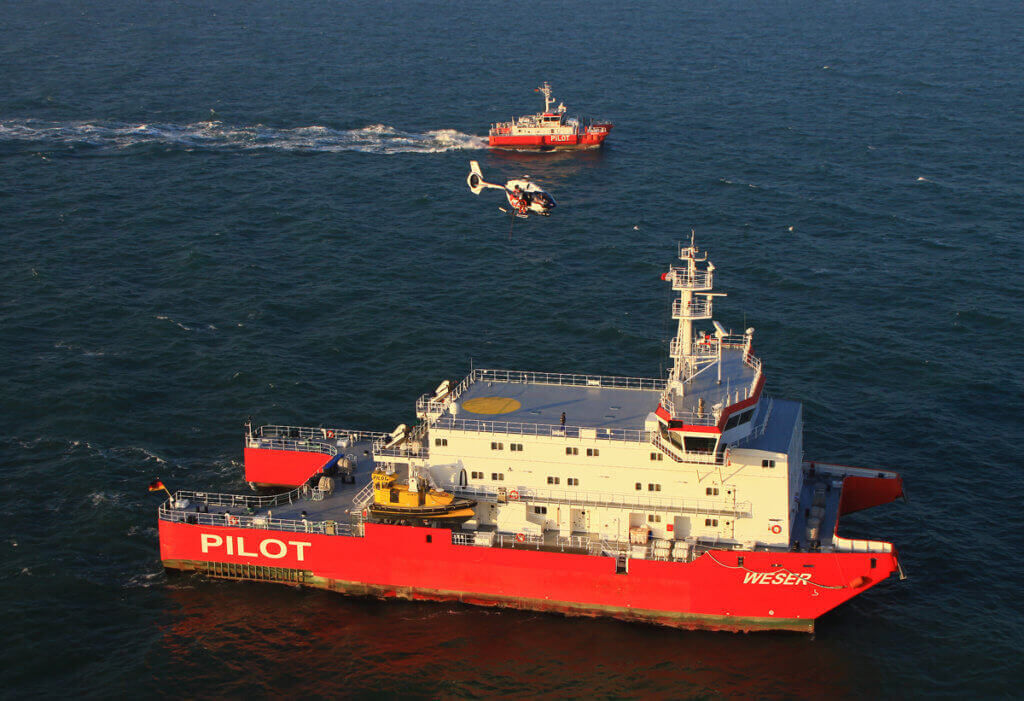 In addition to sea pilot transfers, Wiking will use its new Airbus H145s for offshore wind farm support and air rescue work. Photo by Christoph Meyer