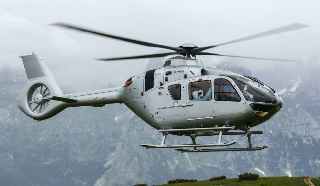 Airbus Helicopters' new version of its Helionix avionics suite for the H135 (pictured here), H145 and H175 will see improvements in the helicopter terrain awareness and warning system and synthetic vision systems on all three models. Airbus Photos