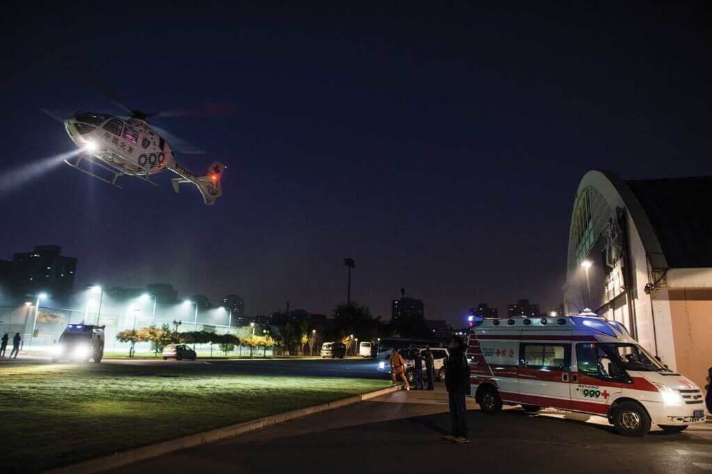 In 2014, 999 Emergency and Rescue Center of Beijing Red Cross acquired two H135 EMS helicopters, with the first entering service on Oct. 28, 2014 -- a first for China. Airbus Photo