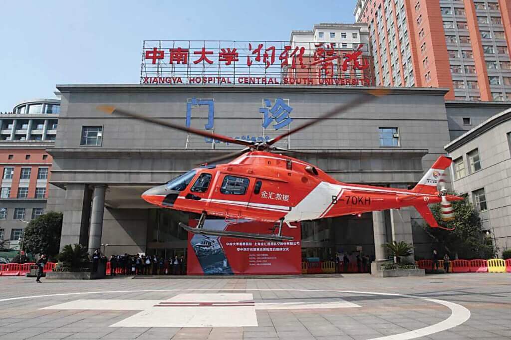 Kingwing General Aviation Co. Ltd., is establishing a national HEMS network with AW119Kx (pictured), AW139 and AW169 aircraft. Programs were established in 13 provinces in the last half of 2016. WEIMENG Photo