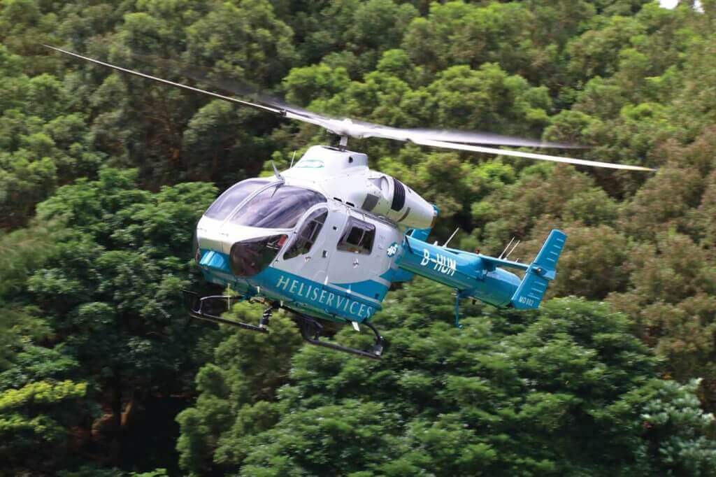 Heliservices (UK) is the largest helicopter charter company in Hong Kong. The longtime Aérospatiale SA315B Lama operator has introduced a fleet of twin-engine MD 902s for multi-mission passenger transport and and lift work. Chi Yin Liao Photo