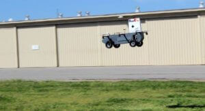 The AT Panther lands safely away from obstacles before approaching customers as a ground vehicle for delivery. AT Photo