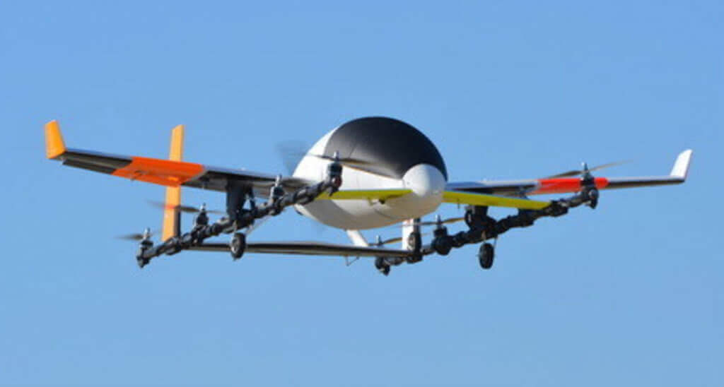 A subscale version of Aurora Flight Science's e-VTOL concept aircraft performed its first flight on April 20, 2017. Aurora Flight Science Photo