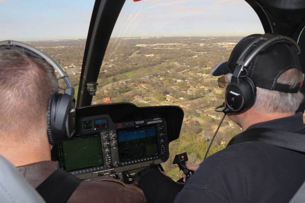 The author (right seat) trying out the 505, with the standard G1000H integrated avionics system. Guy R. Maher Photo