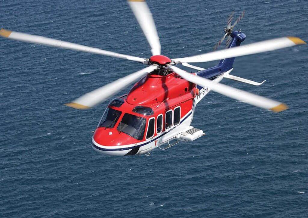 A Dutch-registered CHC Helicopter Leonardo AW139 flies over the North Sea. The operator plans to make the AW139 one of the core types in its future fleet. Simon Pryor Photo