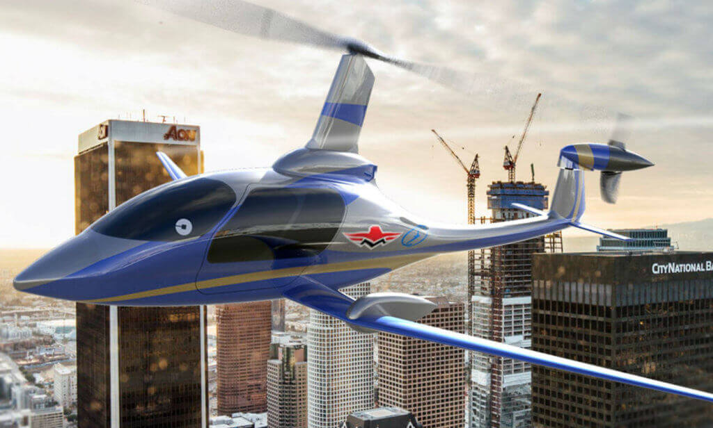 The aircraft will be a four- to six-seat air taxi for the intra city market, utilizing Carter's patented Slowed Rotor Compound technology for efficient hover and efficient cruise at 175 miles per hour, and benefitting from Mooney's extensive general aviation experience. Carter Photo
