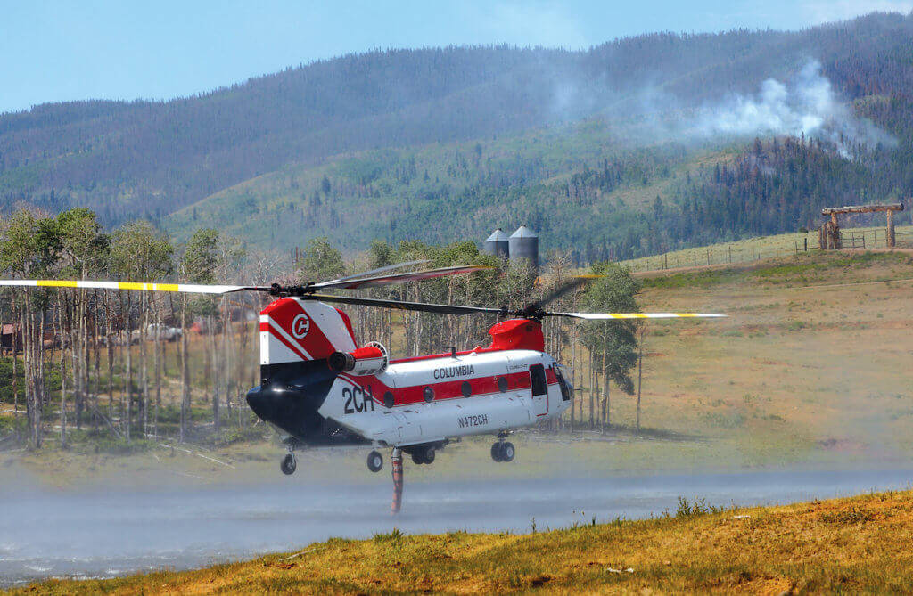The first of those is within aerial firefighting, where the company has been involved in the development of a 2,800-gallon internal water tank for the CH-47D. 