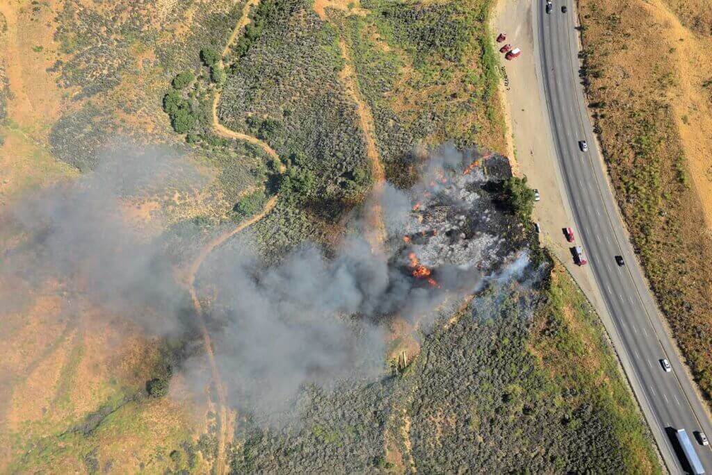 Aerial view of fire.