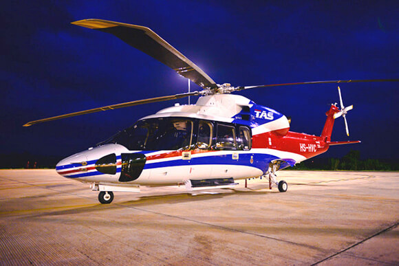 A Thai Aviation Services Sikorsky S-76D. The company's fleet of S-76D and S-92 helicopters will be fitted with SkyTrac's ISAT-200A hardware. SkyTrac Photo