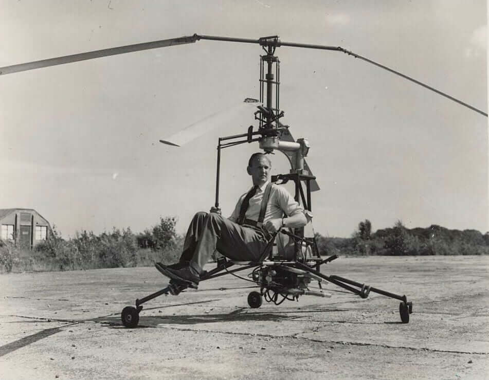 The Hoppi-Copter pictured in England in 1948. Note the upgraded main rotor blades. Jeff Evans Collection Photo