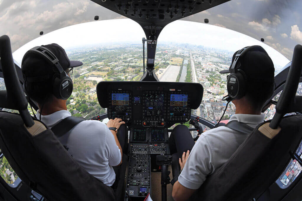The BHS aircraft are equipped with glass cockpits, including the Helionix flight deck on the new H145. Anthony Pecchi Photo