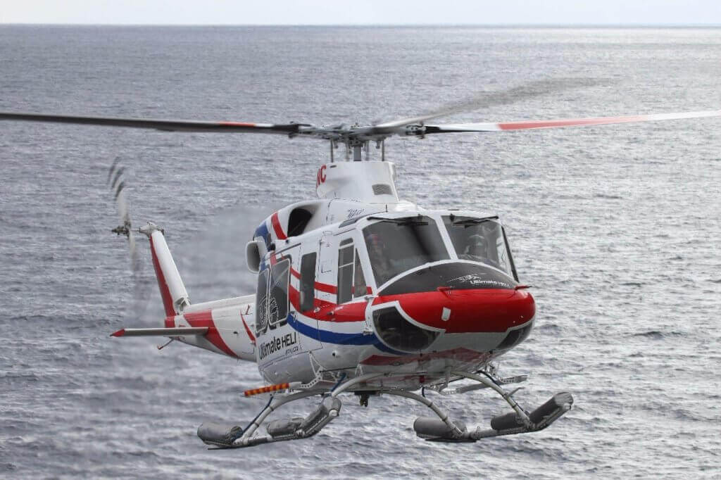 Ultimate Heli will complete the scientific support contract with two of its Bell 412EPs. Ultimate Heli Photo