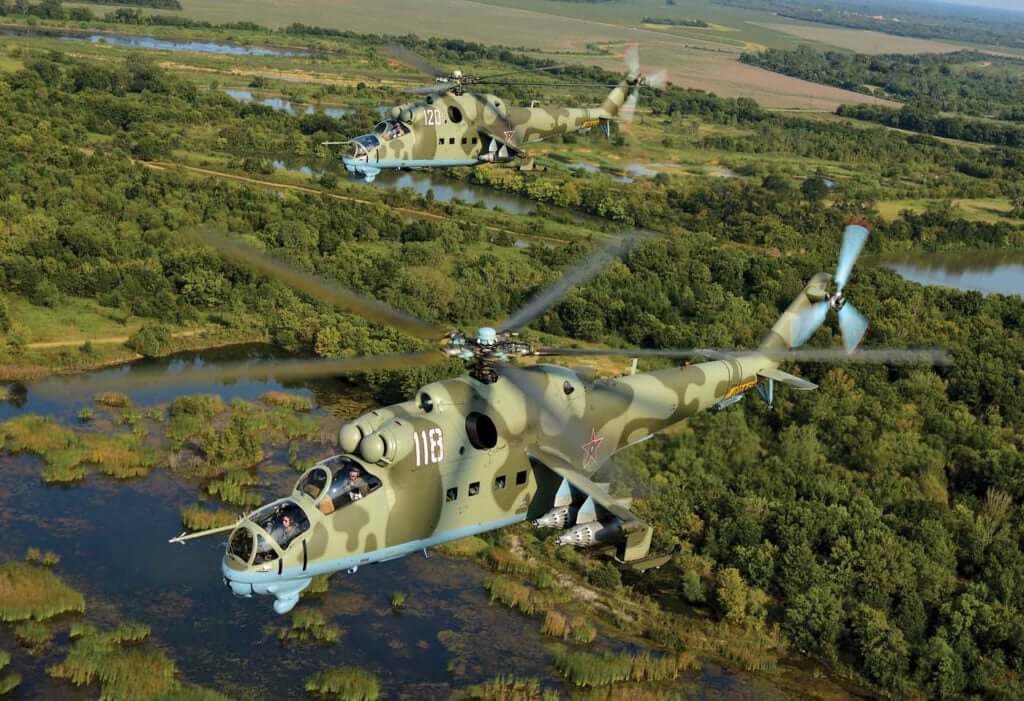 The Mi-24D airframe is all metal and steel-reinforced, with armored forward fuselage, engine compartments, and gearboxes. Skip Robinson Photo