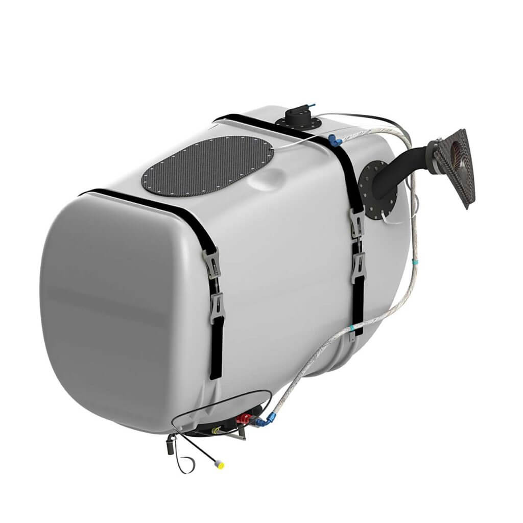 Robertson Fuel Systems and StandardAero recently received FAA STC approval for a retrofittable crash-resistant fuel tank for Airbus AS350 series helicopters. Robertson Photo