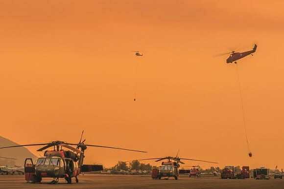 The Santa Paula Airport served as the main helibase for the fire, providing home to at times over 20 helicopters. MSAVI Photography 