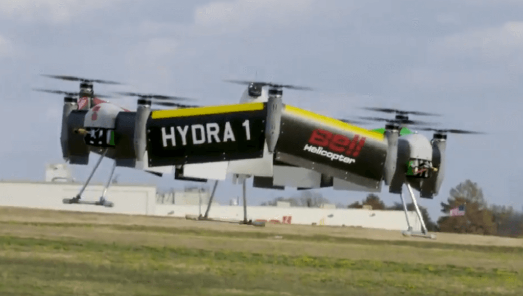 In January, Bell Helicopter demonstrated its latest concept project, Hybrid Drive Train Research Aircraft, or HYDRA, a circular unmanned aerial platform to research advanced distributed propulsion systems.