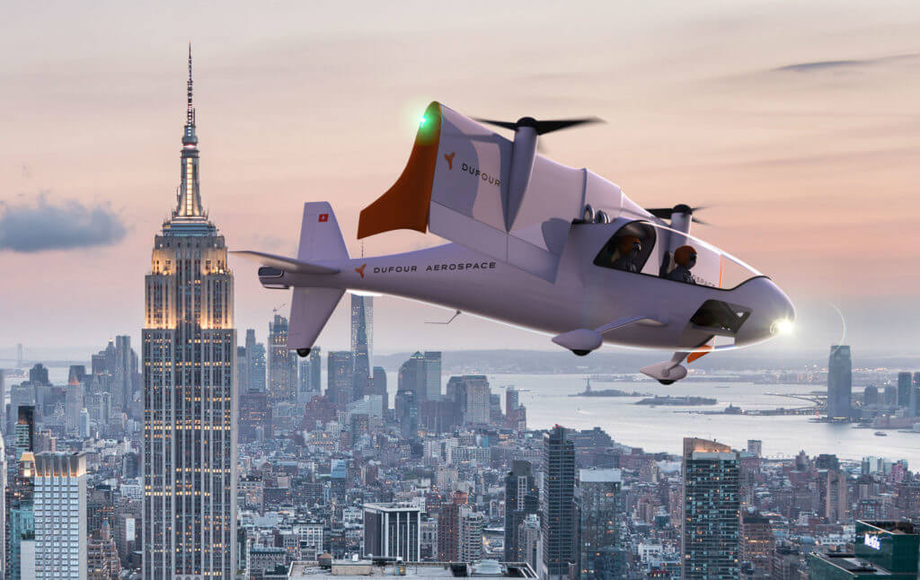 The aEro 2 will offer fast air transportation at the same cost per kilometer as a car, but with less environmental impact. Dufour Aerospace Photo.