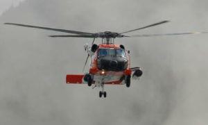 A Coast Guard Air Station Sitka MH-60 helicopter crew, among other SAR crews, searched the shoreline along Peril Strait for 35 hours for Paffenbarger. U.S. Coast Guard Air Station Sitka Photo