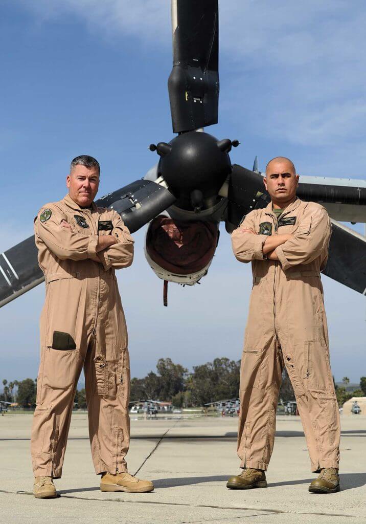 VMM-164 LtCol Widener, left, poses with Sergeant Major Mario A. Aguero. Skip Robinson Photo