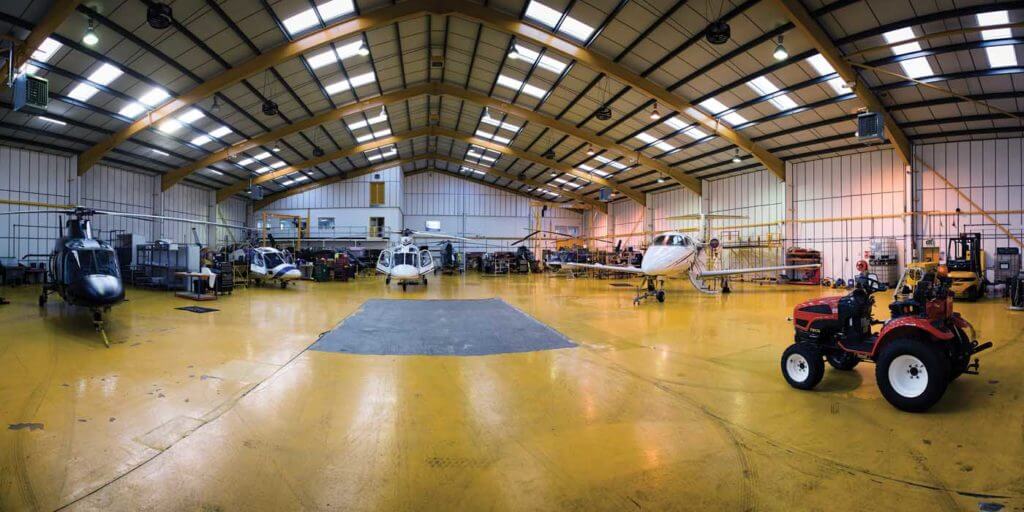 Castle Air's EASA part 145 maintenance facility at the Biggin Hill site. Almost any type of helicopter can now be accommodated for maintenance, management or sale. Lloyd Horgan Photo