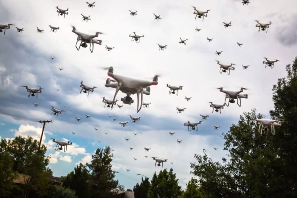 Sky filled with drones