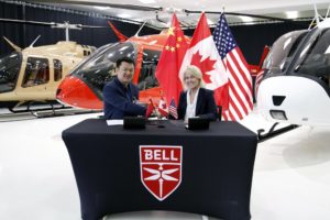 Pictured are George Geng, president of Reignwood Zhuhai, and Cynthia Garneau, president of Bell Canada. Bell Photo