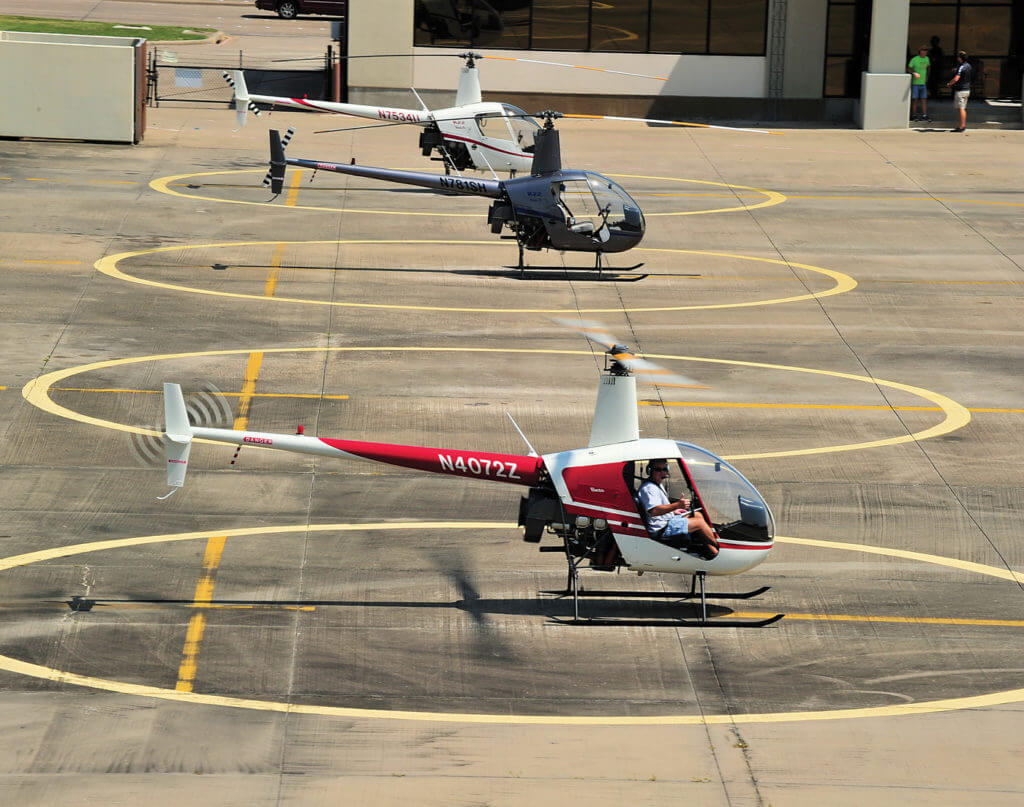 Training flights are a daily occurrence at the busy Garland Heliport. Skip Robinson Photo