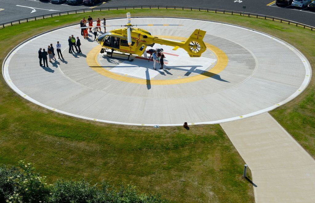The helipad also has built-in lighting, which means that helicopters can land at any time or day or night for the first time.