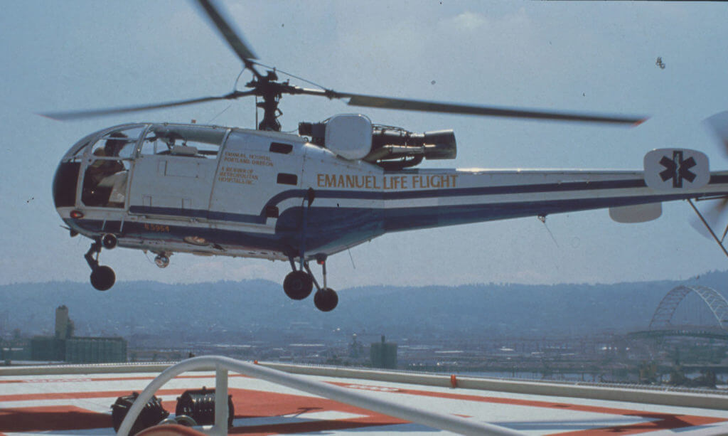 Started in 1978 as Emanuel Life Flight, a French-made Allouette-3 helicopter was the program's inaugural aircraft. Life Flight Photo 