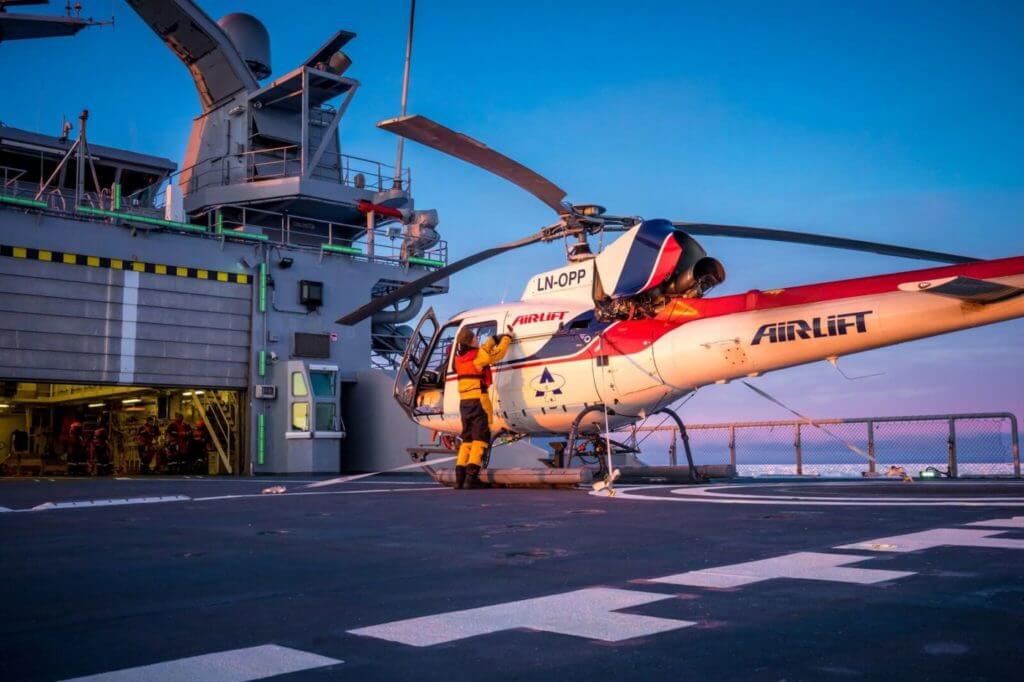 The mission was to fly the Airlift Airbus AS350 over the Greenland Sea to locate patches of baby harp and hooded seals for research purposes. Tom Andreas Østrem Photo