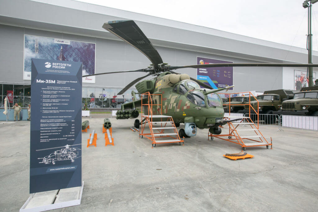 The Mi-35 military-transport helicopter is designed for destroying armored fighting vehicles and providing fire support for ground troops. Rostec Photo