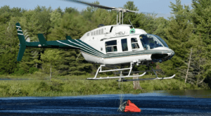 For the North Bay 72 and Parry Sound 33 fires in Ontario, Heli Muskoka's Bell 206L3 Long Ranger acted as a Bird Dog-like aircraft to guide the heavies for bucketing suppression. Mike Reyno Photo