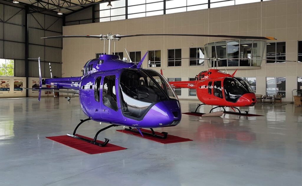 The unveiling event at the NAC Lanseria airport facility featured two 505 Jet Ranger X helicopters. Bell Photo