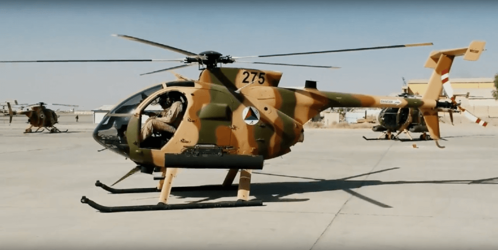 The first five MD 530F Cayuse Warrior helicopters reached Kandahar on Aug. 8, 2018, and were readied for active service in less than 10 days. MDHI Photo