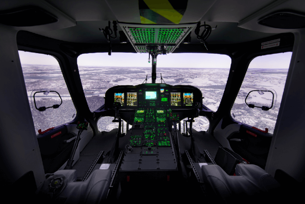 Rockwell Collins' integrated Level D helicopter drome-based complete visual system is now helping civil helicopter pilots train for a wide range of missions. Rockwell Collins Photo