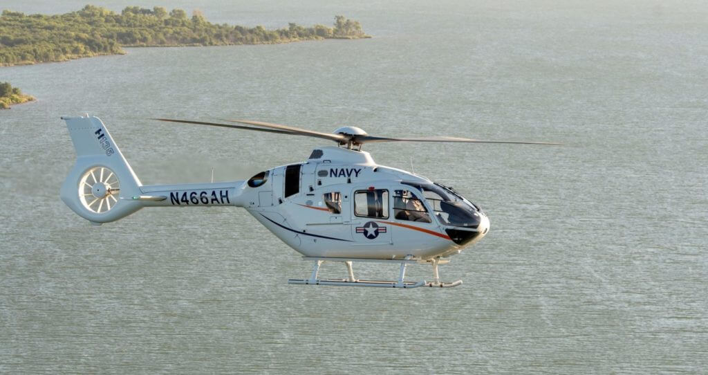 Airbus pilots will conduct orientation flights with U.S. Navy pilots and other stakeholders to demonstrate the H135's capabilities at the October fleet fly-in.