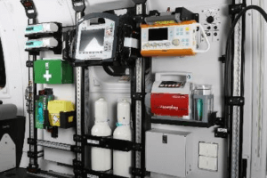 The wall includes a variety of installation provisions that can be customized for each crew's unique equipment needs. Heli-One Photo