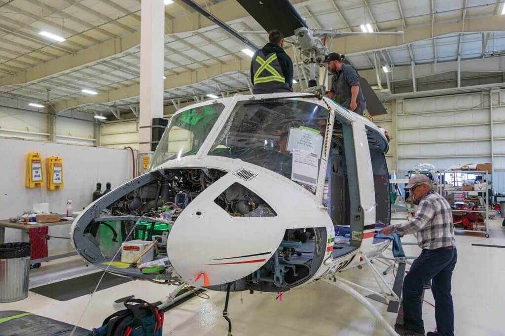The Bell 212 is time consuming when it comes to rewires, compared to light aircraft like the MD 500. 