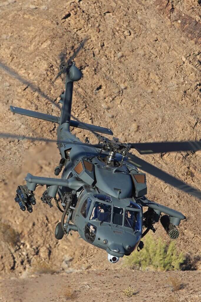 The S-70i Armed Black Hawk features a fully integrated weapons system. Qualified in 2017 by Sikorsky, the weapons system gives the utility platform a sophisticated medium attack mission capability, enabling high targeting accuracy. Ted Carlson Photo 