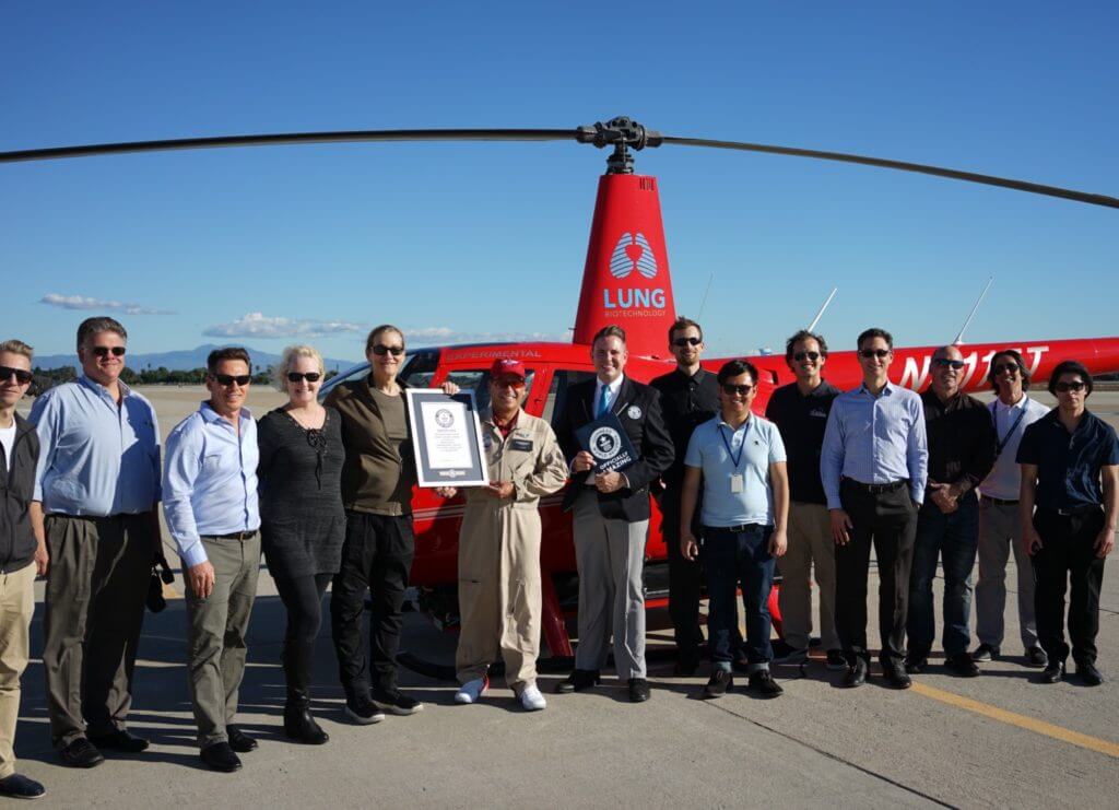 The team behind the aircraft celebrates their recent Guinness World Record.