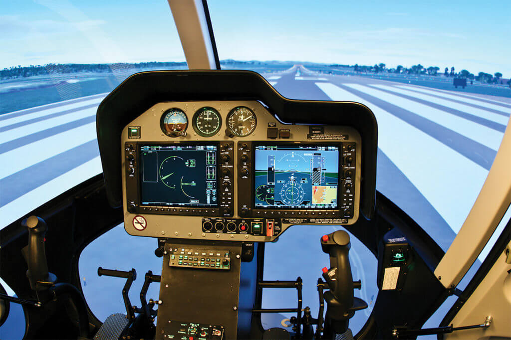HFTC's Bell 407 FTD can be configured with either a traditional analog instrument panel, or the Garmin G1000-equipped panel on the Bell 407GX. Guy Maher Photo