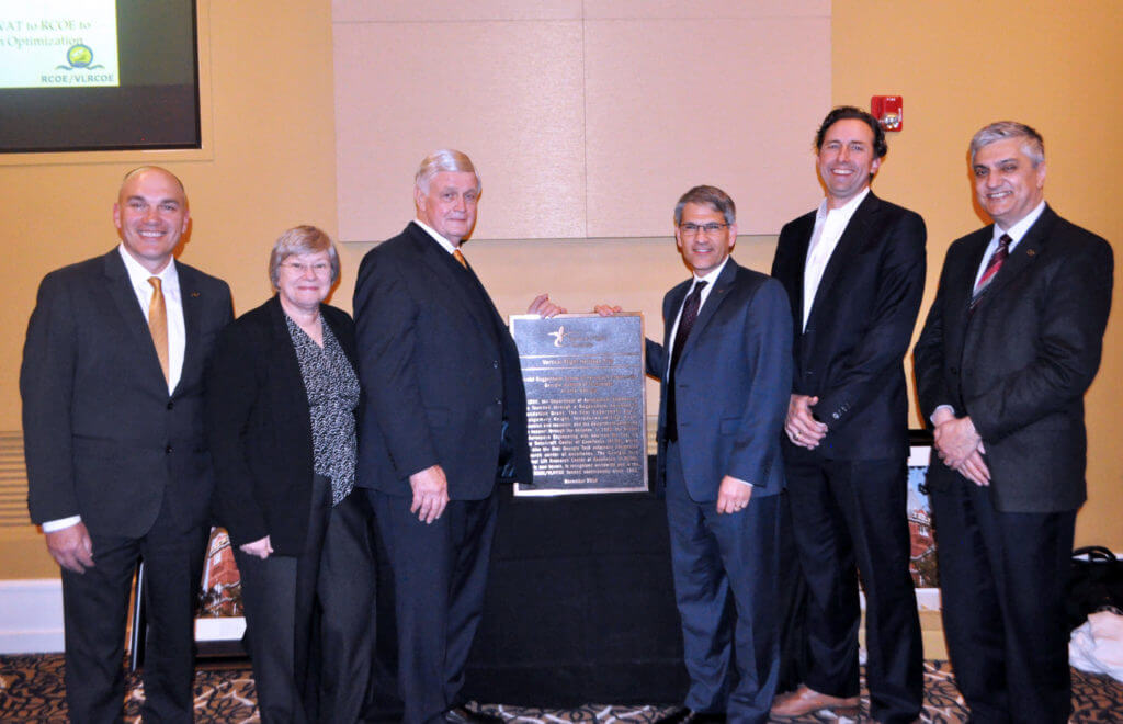 VFS presented a bronze plaque to the Daniel Guggenheim School of Aerospace Engineering at a ceremony at Georgia Tech on Nov. 28. Georgia Tech Photo