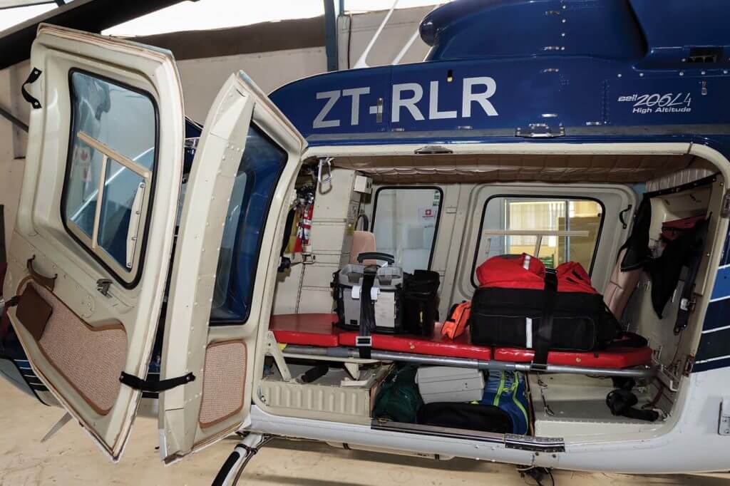 AGA has removable medical interiors for both the EC145 and LongRanger. To expand its HEMS operations, AGA has partnered with Airborne 24, which contributes paramedics and medical licensing. Lloyd Horgan Photo