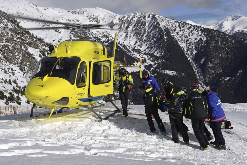 Introducing a new machine requires new certifications for all personnel, including the rescue teams from the Andorran government. The size difference between the older EC135 P2+ and the new Bell 429 has made a big difference for rescue operations at altitude. Anthony Pecchi Photo