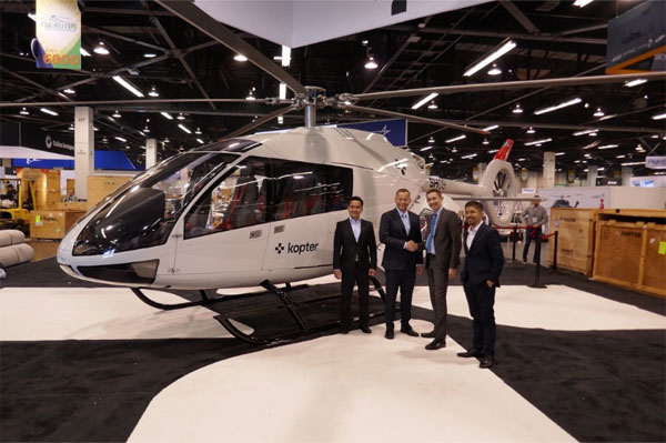 The SH09 helicopters are to be dedicated to urban air mobility operations with Ascent Flights Global. Kopter Photo
