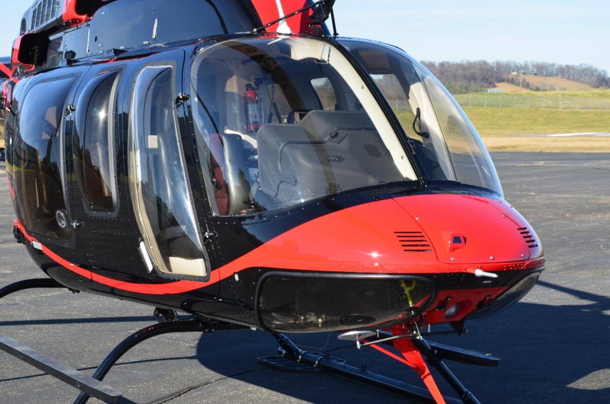 The Bell 407 with Max-Viz 1400 allows pilots to see more precisely in adverse weather conditions. Astronics Photo