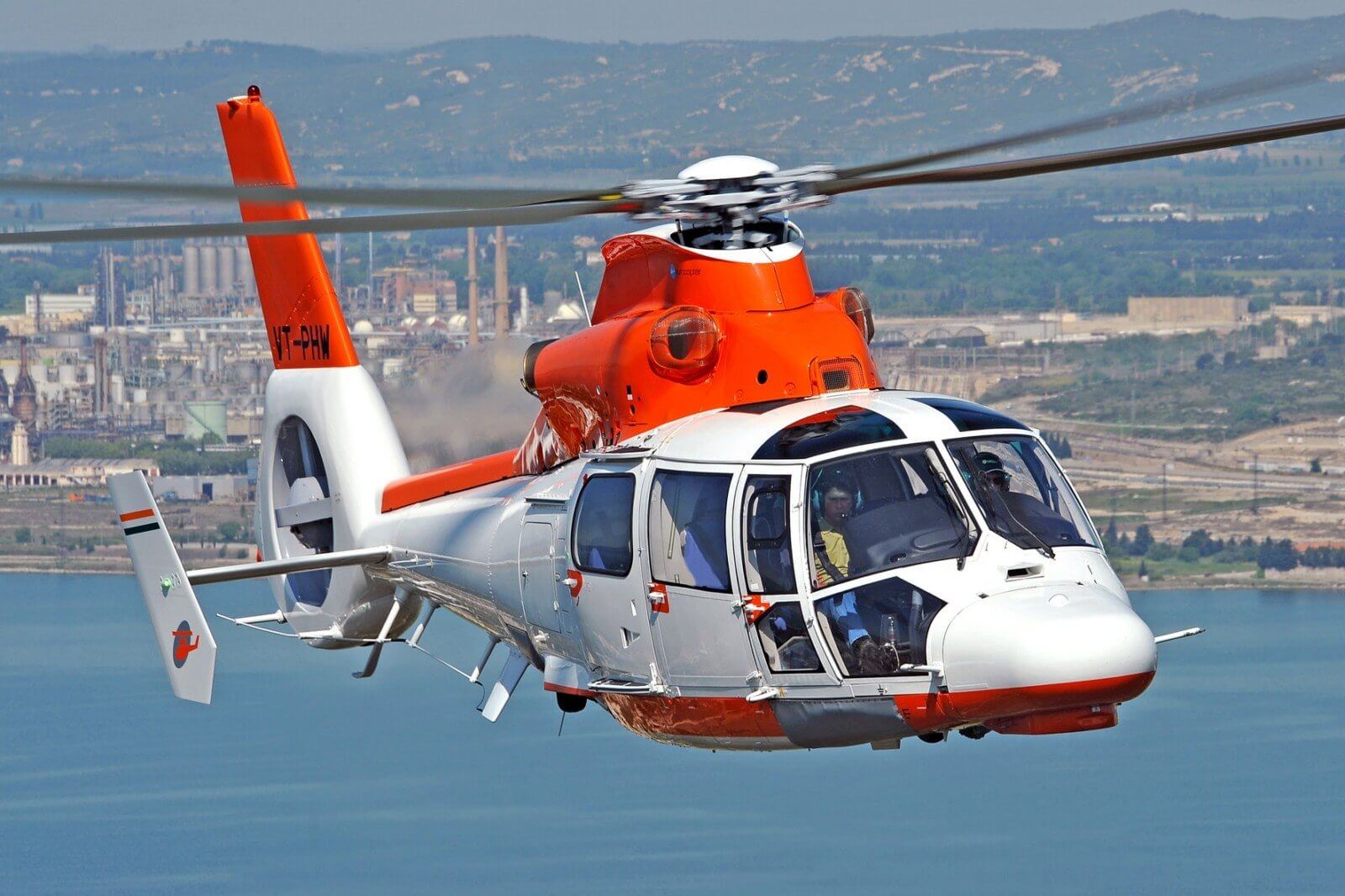 A Pawan Hans Airbus AS365 Dauphin, shown for representational purposes only, flies offshore. Airbus Helicopters Photo