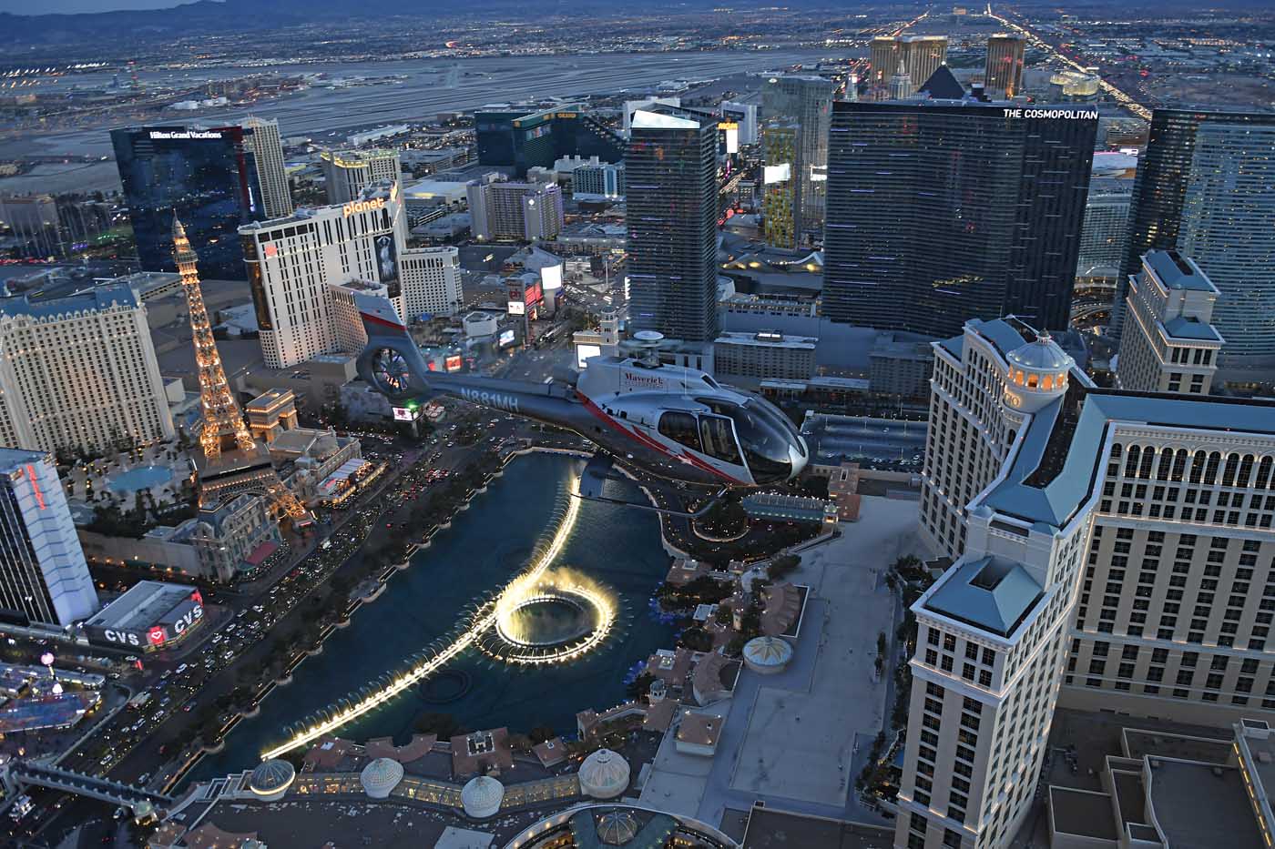 Aerial tourism company Maverick Helicopters reopened its operations on May 22, offering customers a buy-one-get-one offer on helicopter flights over Las Vegas, Nevada. Anthony Pecchi Photo